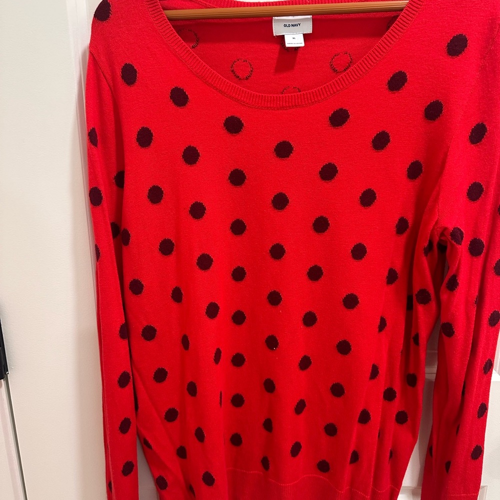 Old Navy Red Sweater with Black Dots